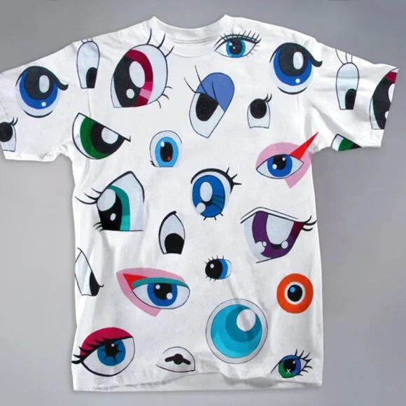 Painted Character Eyes from 80s and 90s - Printed Shirt - Size M - Picture 2 of 4
